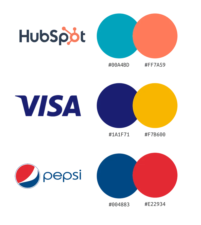 أمثلة ألوان شعار متناسقة لشركات معروفة